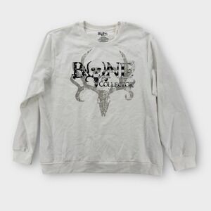 Bone Collector Sweatshirt Mens XL Grunge Graphic Skull Crew White LS NWT